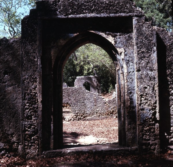 The ruins of Gedi, an important East African city and centre of the slave trade between c