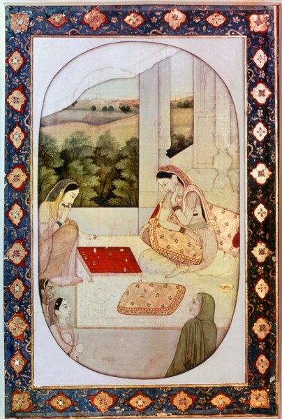 Two ladies playing chess