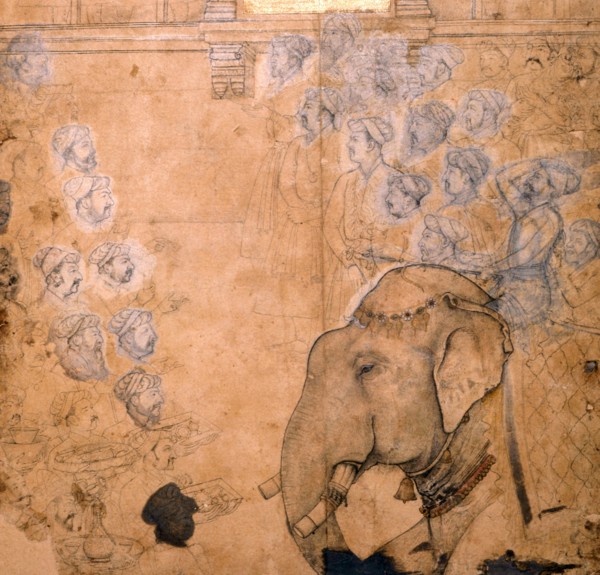 The meeting of Shah Jahan and Jahangir attended by nobles at court in Lahore, 1620