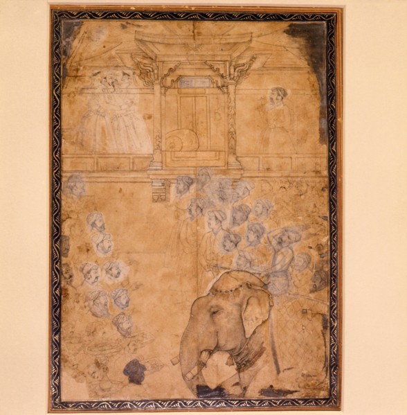 The meeting of Shah Jahan and Jahangir attended by nobles at court in Lahore, 1620