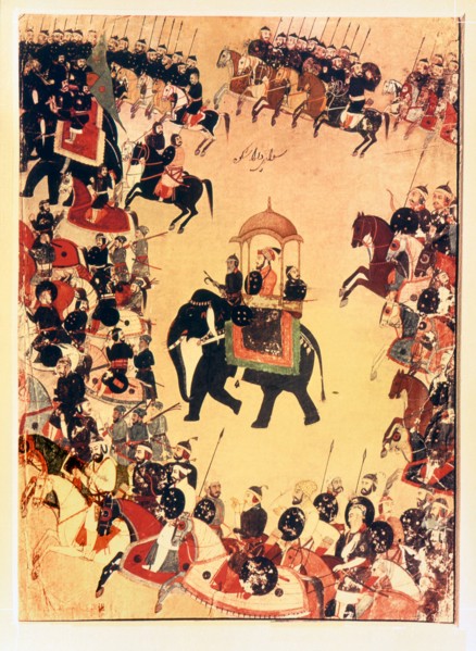 An illustration of Dara Shikok, Shah Jahan's son, with his armies