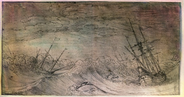 Drawing by the Bohemian artist Vaclav Hollar (13/7/1607   25/3/1577) in preparation for a set of 12 etchings called 'Navium Variae Figurae et Formae'