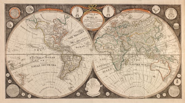 New map of the world : with all the new discoveries by Capt. Cook and other navigators 1799