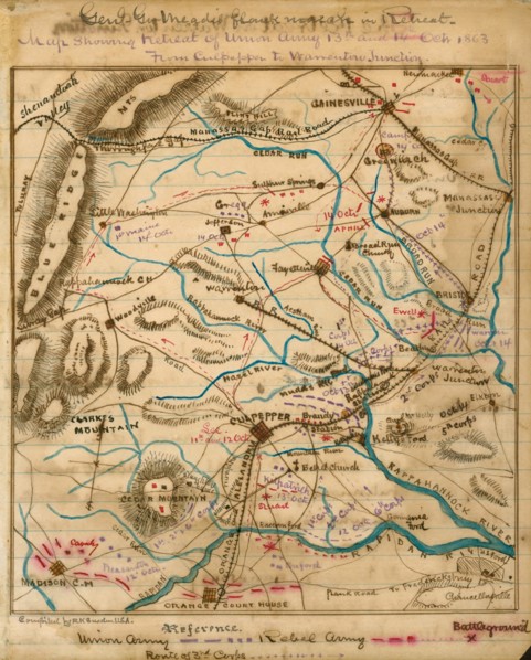 retreat of Union Army 13th and 14th Oct. 1863 from Culpeper to Warrenton Junction. 1863