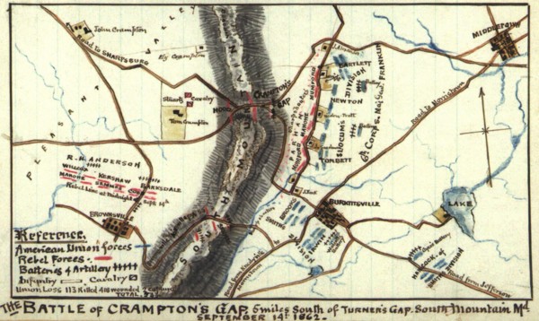 Battle of Crampton's Gap : 5 miles south of Turner's Gap, South Mountain, Md.  1862