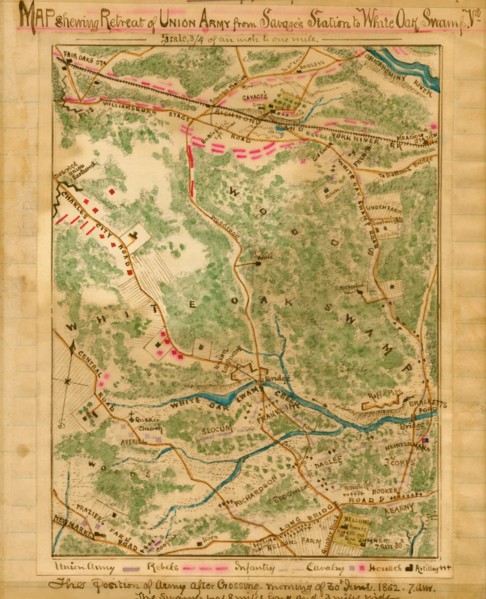 Retreat of Union Army from Savage's Station to White Oak Swamp, Va. :  1862