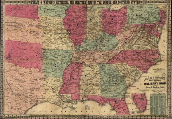 Historical & Military map of the Border & Southern States 1864