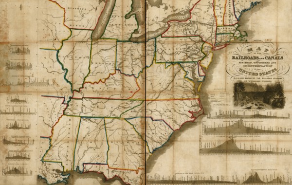 Railroads and canals, finished, unfinished, and in contemplation, in the United States - 1834 1834
