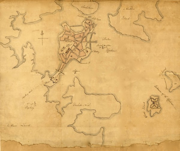 Rough draught of Boston and harbor - 1776