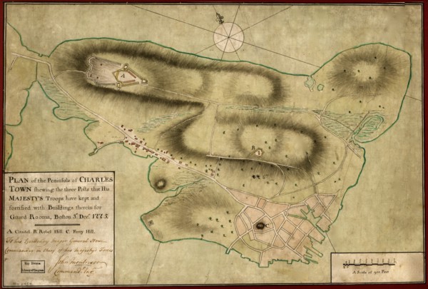 Charles Town Peninsula, posts of His Majesty's Forces 1775