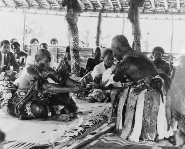 The culmination of a 'sevusevu' ceremony