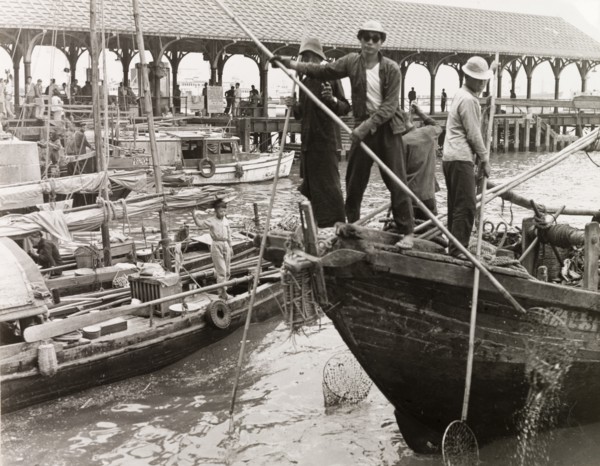 Fishing in a Hong Kong harbour