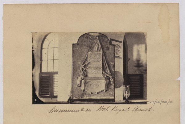 Monument to William Stapleton in Port Royal church, Jamaica