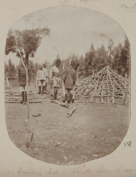 Building huts. Nairobi Police lines