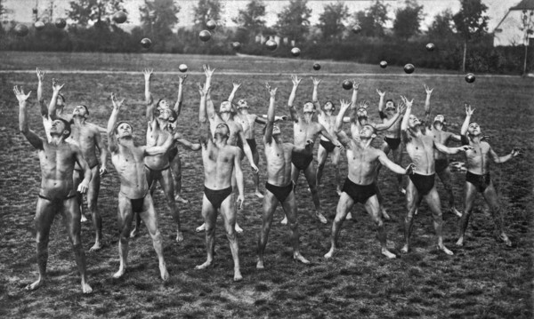 Eighteen Men Tossing Balls