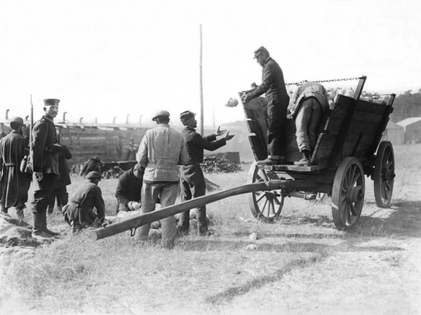 POWs Unload Cabbages For Lunch