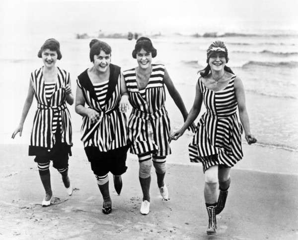 Four Women In 1910 Beach Wear