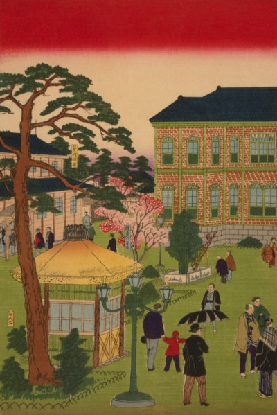 Second national industrial exhibition at Ueno Park (Ueno ko¯en naikoku kangyo¯ daini hakurankai bijitsukan narabini [shojo] funsuiki no zu) #1 1881