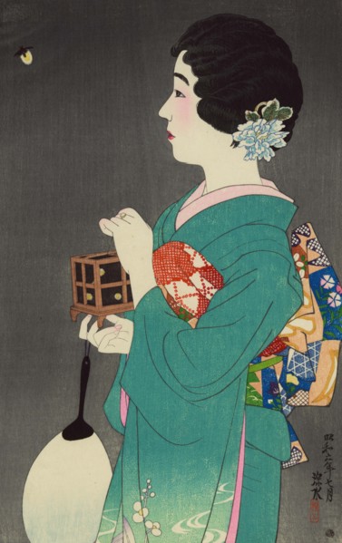 Woman hold box to catch fireflies