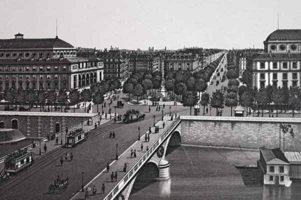 Paris, la place du chatelet et du boulevard de sebastopol