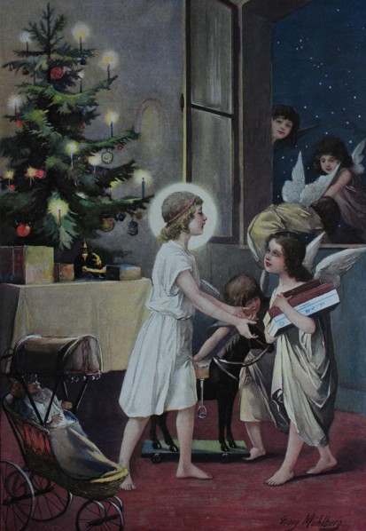 Christ child bringing gifts