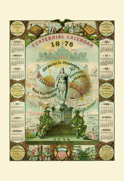 William Mann 1876 Centennial Calendar 1876