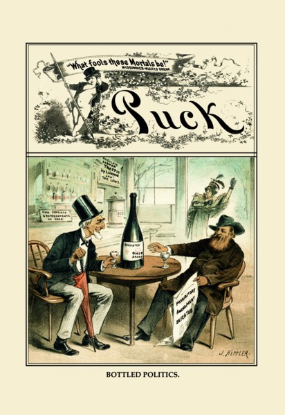 Puck Magazine: Bottled Politics 1883