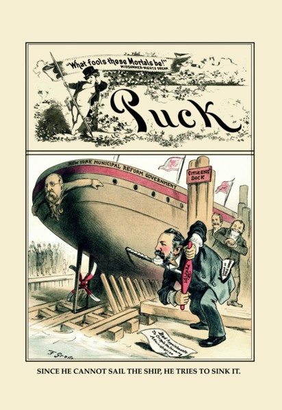 Puck Magazine: Cannot Sail, Try to Sink 1884