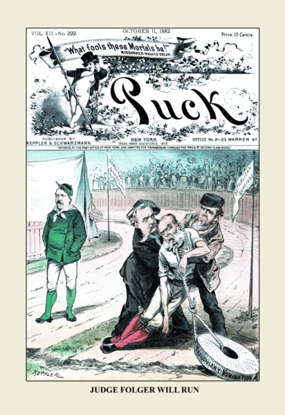 Puck Magazine: Judge Folger Will Run 1882