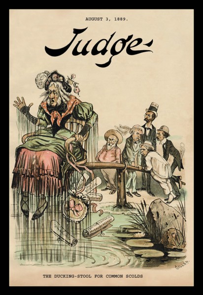 Judge Magazine: The Ducking-Stool for Common Scolds 1889