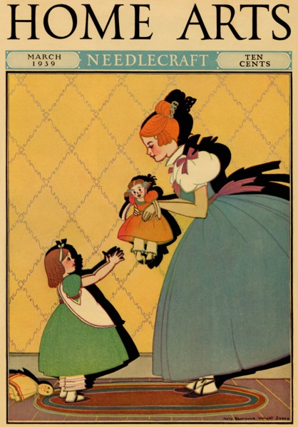 Young Girl gives her baby sister a doll 1939