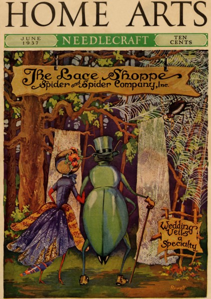 Spiders personified manufacture lace 1937