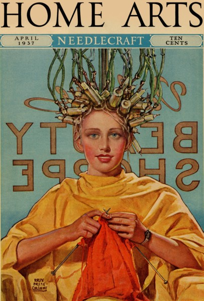 Woman in Curlers Knits 1927
