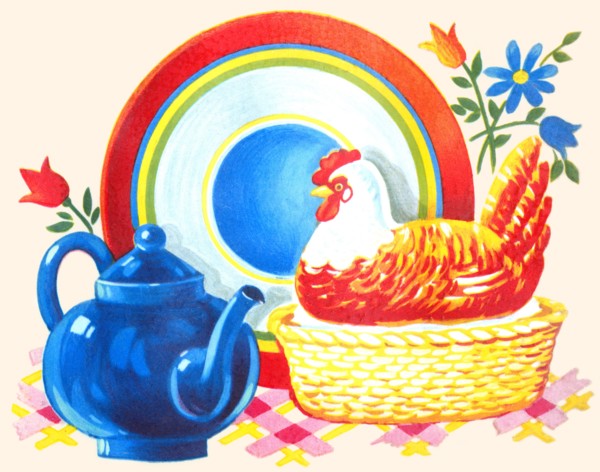 Chicken Casserole Dish and Teapot 1935