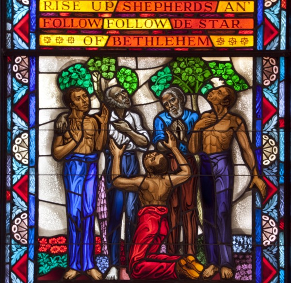 Singing Windows stained glass, designed by J&R Lamb, located in the University chapel at Tuskegee University, Tuskegee, Alabama 2010