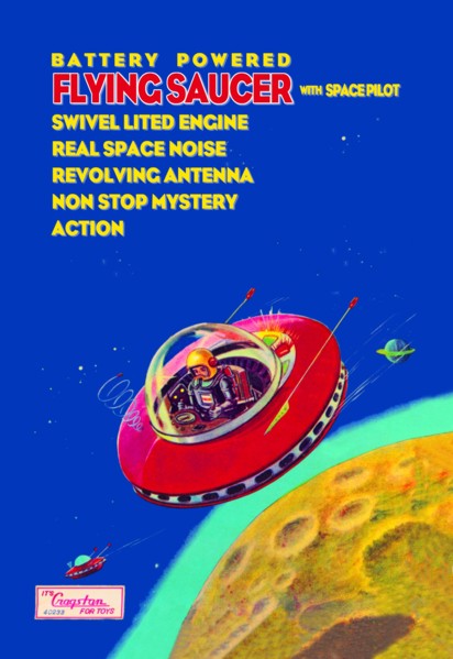 Battery Powered Flying Saucer with Space Pilot 1950