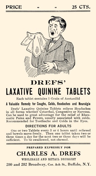 Dref's Lazative Quinine Tablets 1930