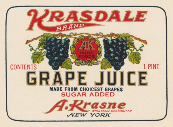 Kransdale Brand Grape Juice 1920
