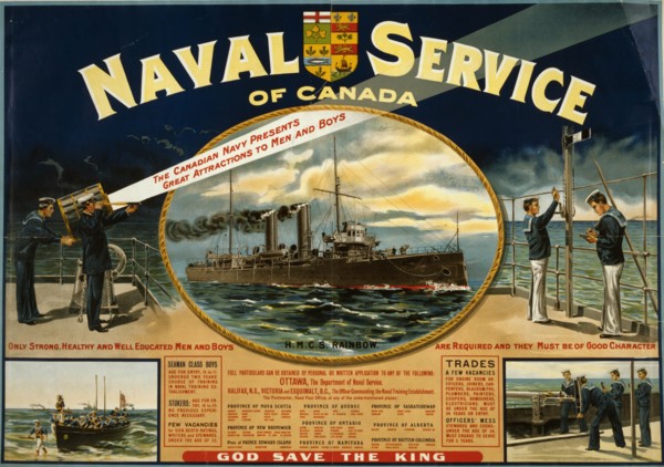 Naval service of Canada. Only strong, healthy and well educated men and boys are required and they must be of good character  1915