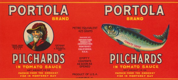 Portola Brand Pilchards 1940