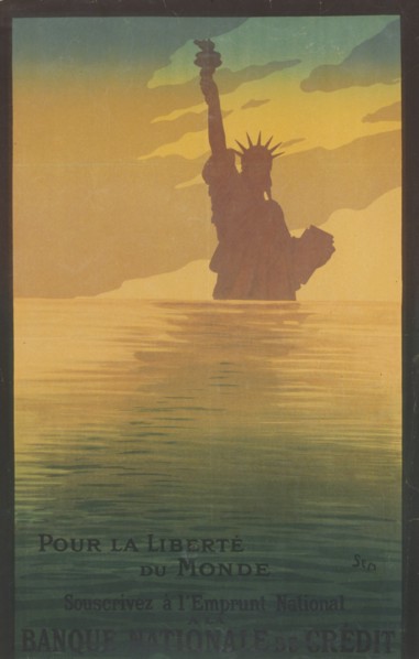 Pour la liberté du monde. Souscrivez á l'emprunt national á la Banque Nationale de Crédit; For the liberty of the world, subscribe to the Loan 1917