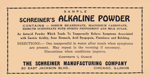 Schreiner's Alkaline Powder 1920
