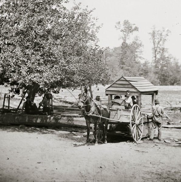 Fredericksburg, Virginia. Soldiers drawing water from a well. Army of the Potomac 1864