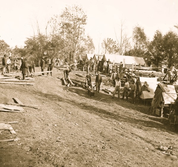 James River, Virginia. Building winter quarters, Ft. Brady 1863