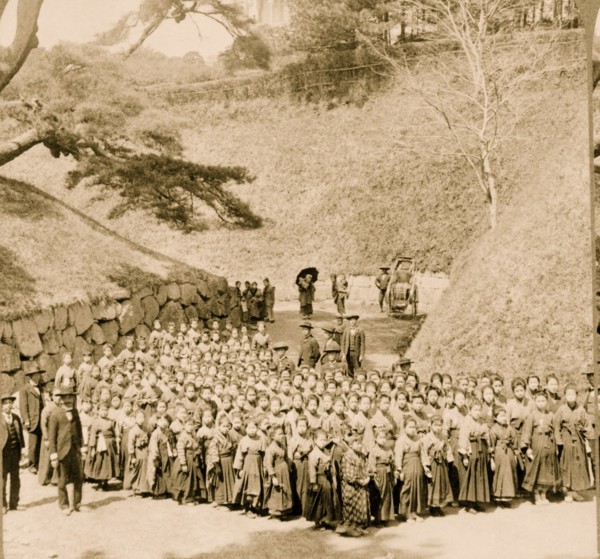Pupils of a Japanese school off for a holiday  1904