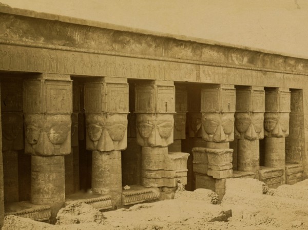 Upper level of temple dedicated to Hathor, located in Dendara, Egypt. 1880