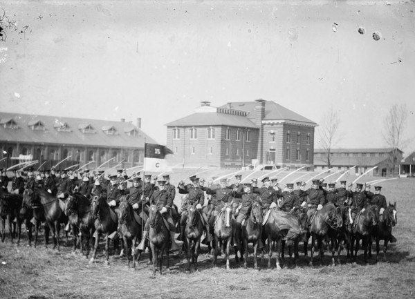 Mounted Cavalry is formation drills at their base 1913
