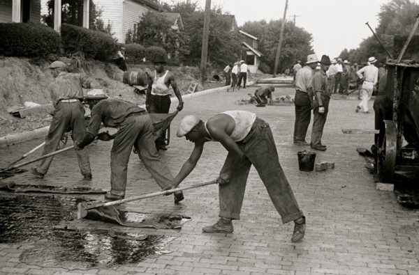 African American & white workers Repairing Route 40, central Ohio 1935