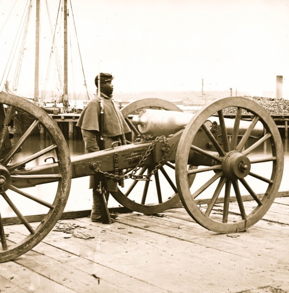 African American Soldier Guards Napoleon Artillery 1864