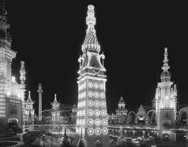 All aglow with electric lights is Luna Park on Coney Island, New York 1905